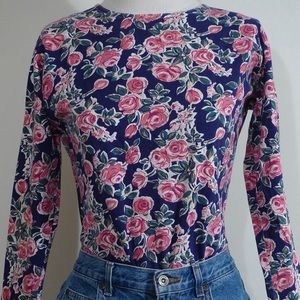 Vintage Retro 90s Flowers Longsleeve Top